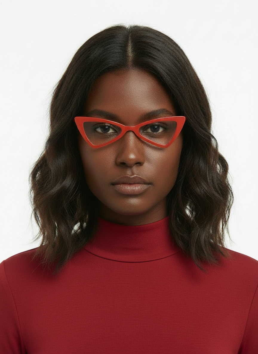 Chic Cat-Eye Glasses – Red Frame