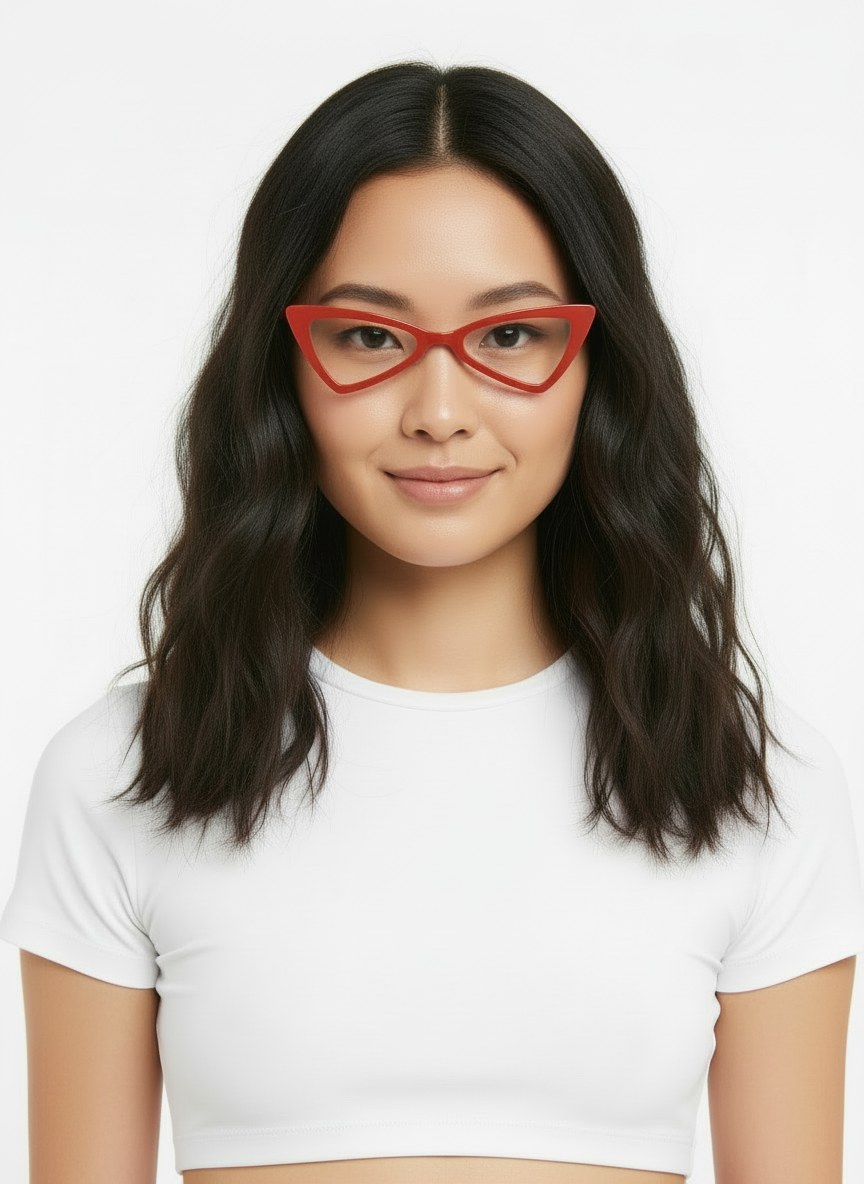 Chic Cat-Eye Glasses – Red Frame