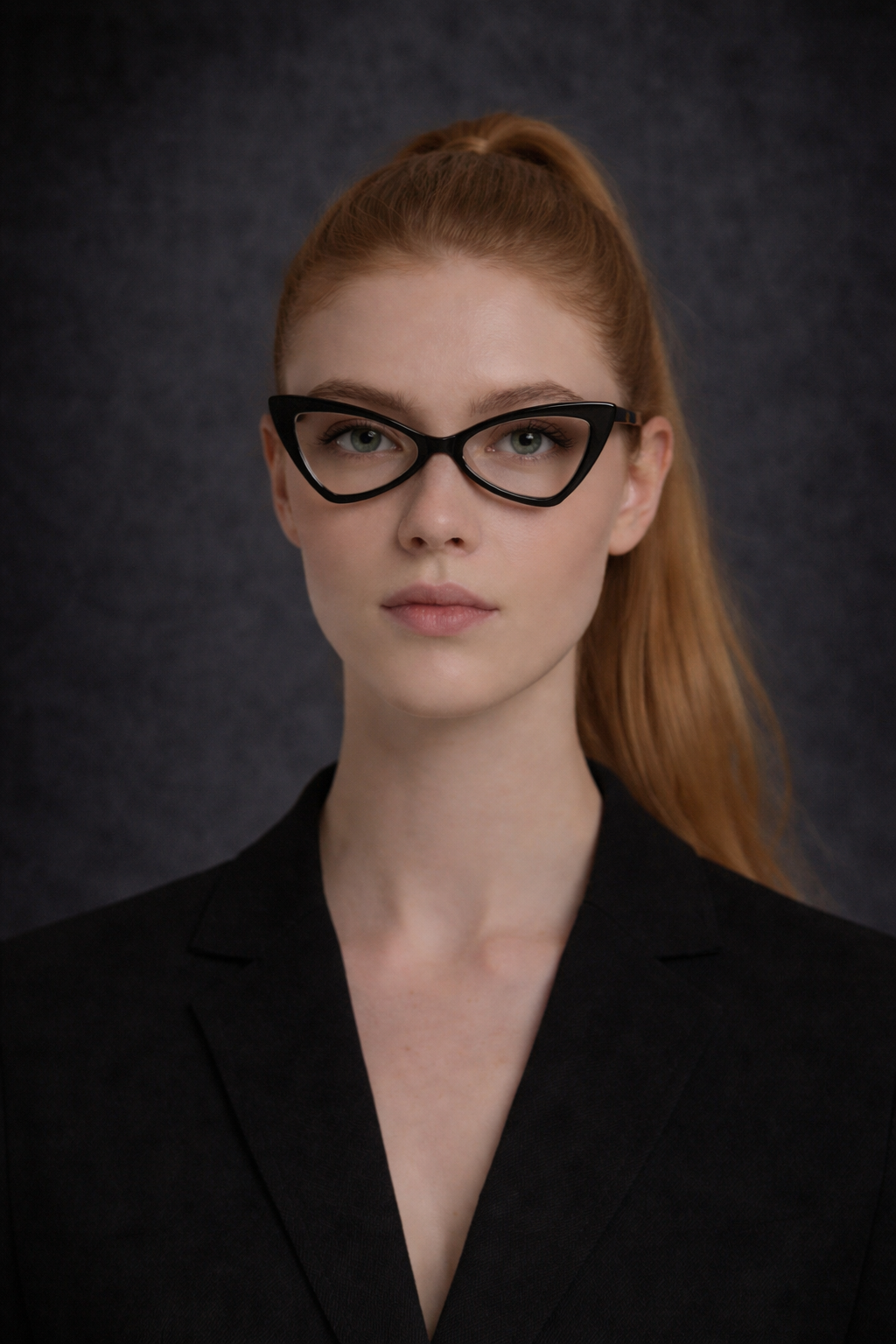 Sleek Retro Cat-Eye Glasses – Black
