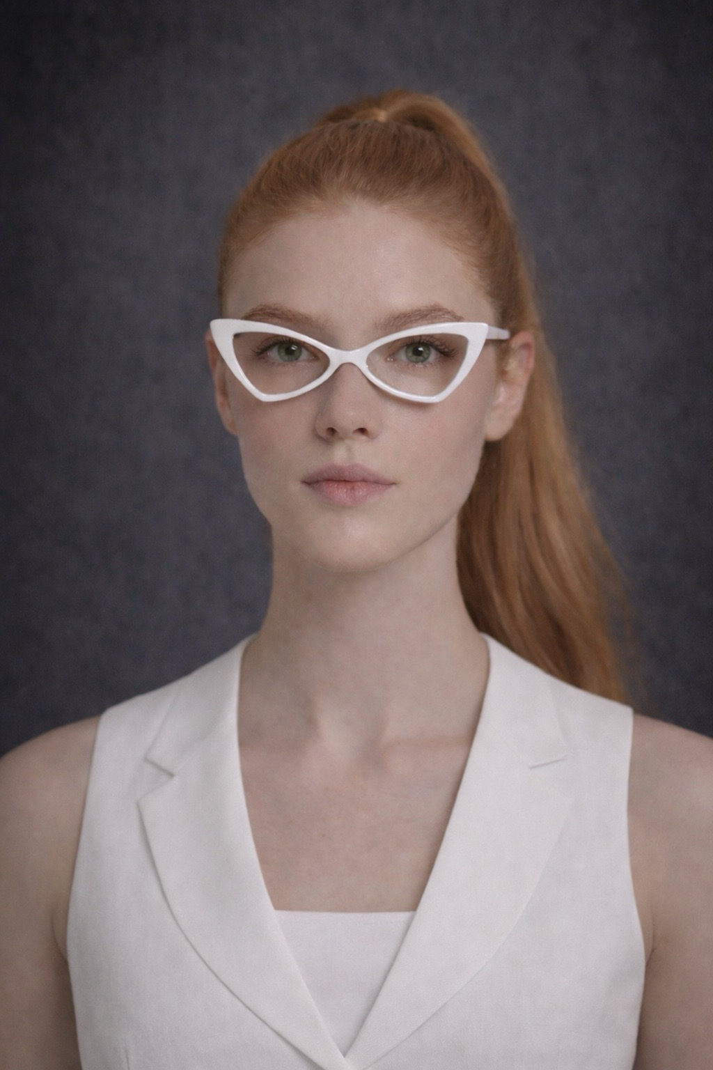 Sleek Retro Cat-Eye Glasses – White