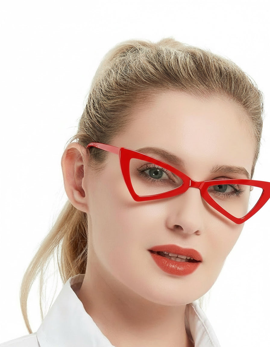 Chic Cat-Eye Glasses – Red Frame