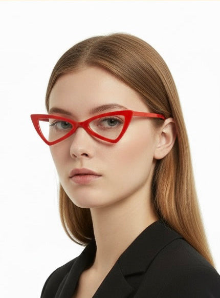 Chic Cat-Eye Glasses – Red Frame