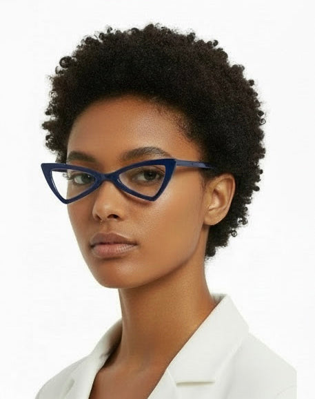 Sleek Retro Cat-Eye Glasses – Black